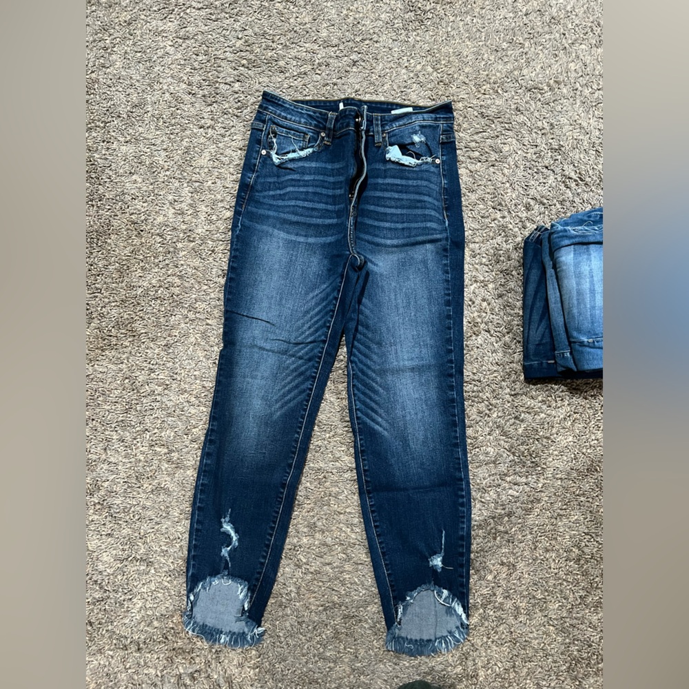 KanCan Women's Distressed Blue Jeans - Picture 8 of 9